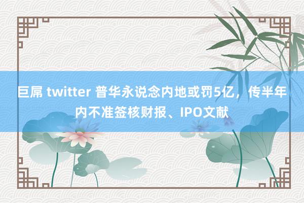 巨屌 twitter 普华永说念内地或罚5亿，传半年内不准签核财报、IPO文献