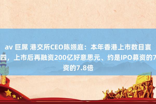 av 巨屌 港交所CEO陈翊庭：本年香港上市数目寰球第四，上市后再融资200亿好意思元、约是IPO募资的7.8倍